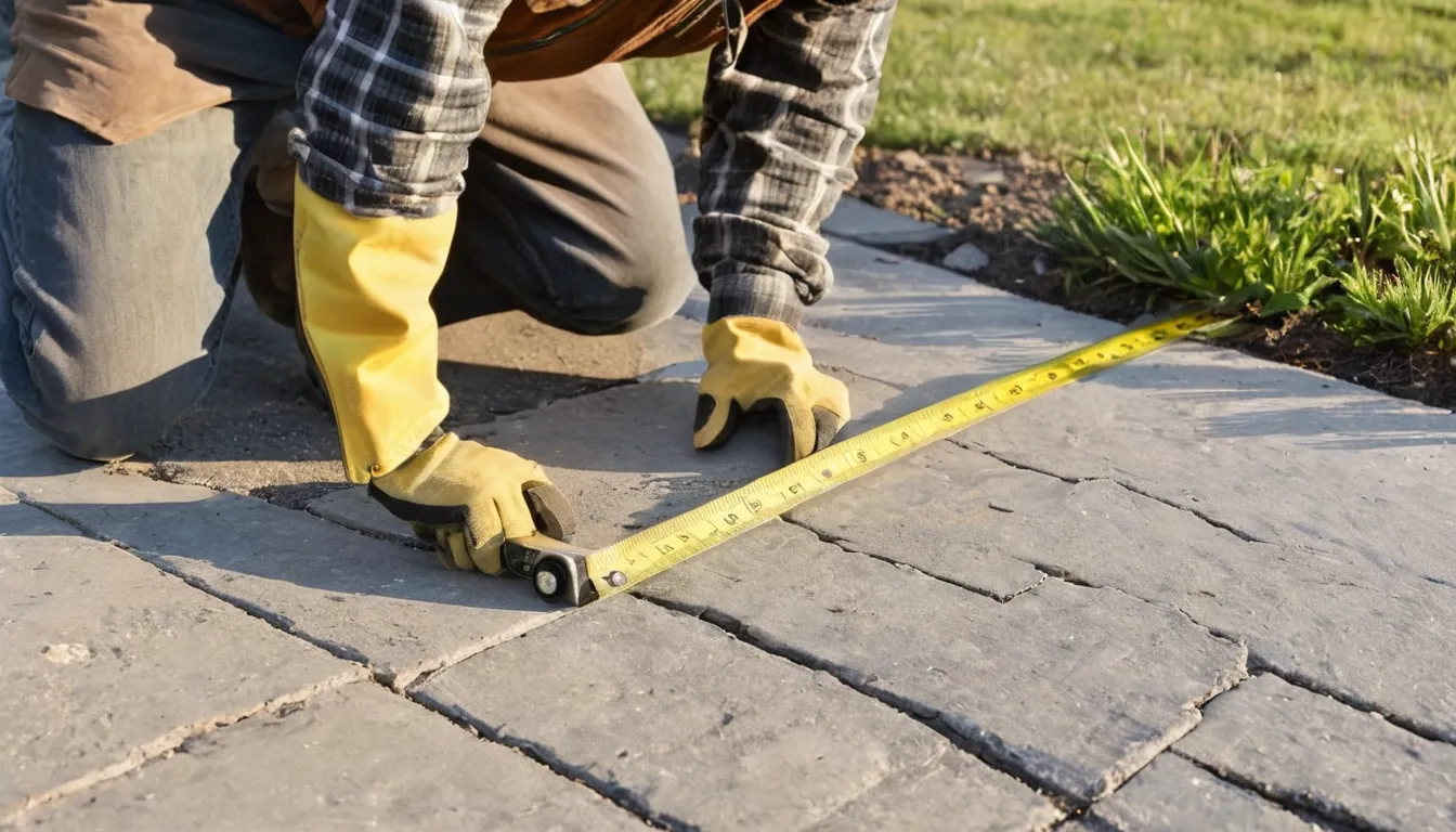 Homeowner measuring a cracked concrete driveway in the Lakewood area before planning a replacement